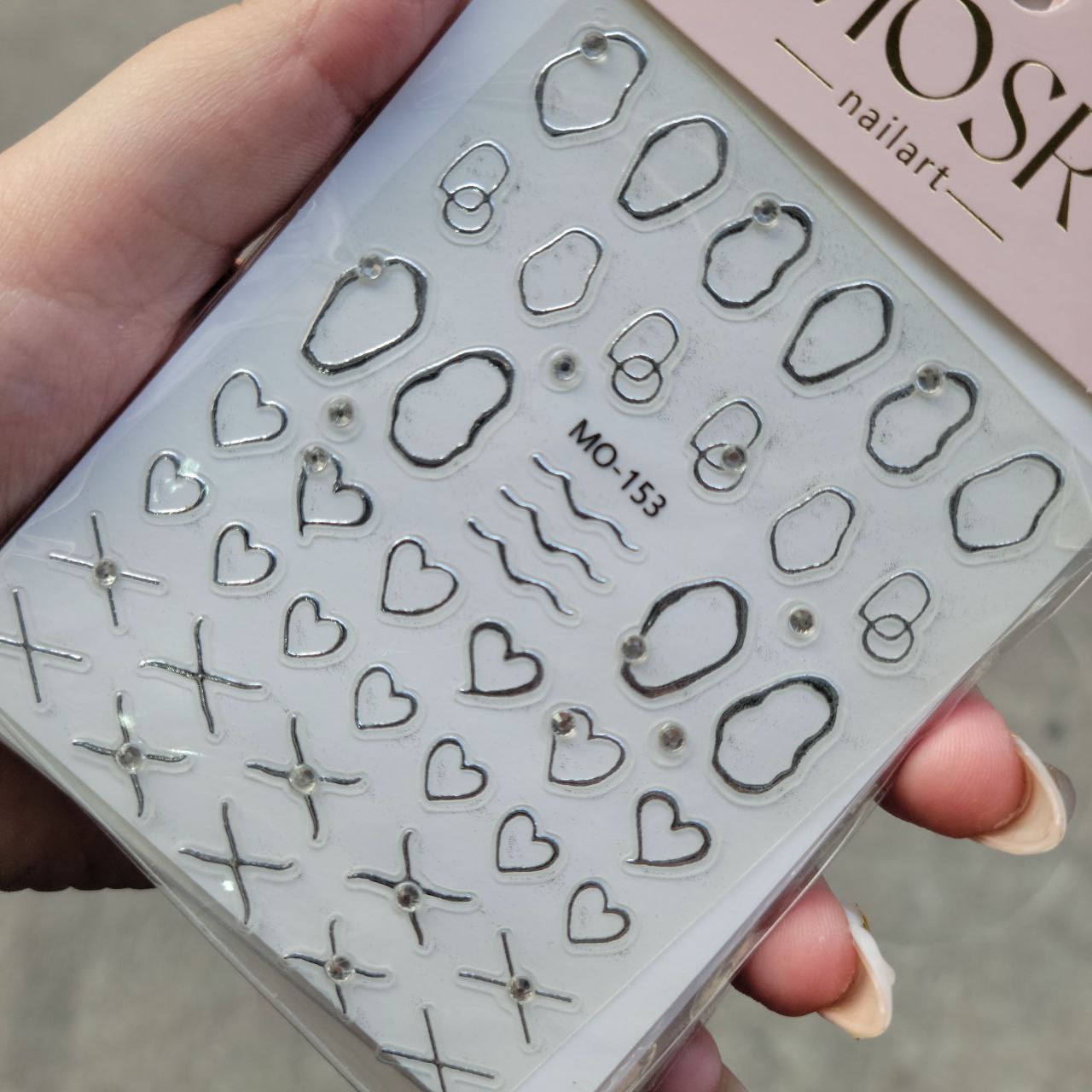 3D Mix Shape Silver Nail Stickers – 1 Sheet | No -8