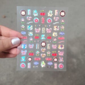 Nailfie 3D Cherry & Cute Bear Nail Stickers - 1 Sheet | NF - 44