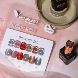 Venalisa Disco Ice Gel Cat Eye Nail Polish Set – 6 Glitter Shades