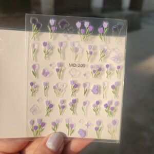 Nailfie 3D Tulip Flowers Nail Stickers - 1 Sheet | NF - 35