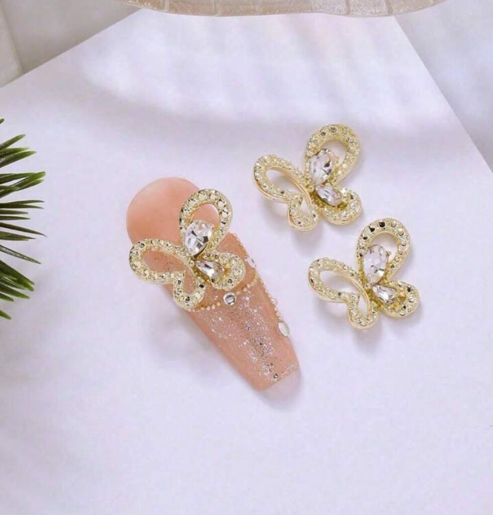 Nailfie Korean Golden Butterfly Nail Accessory - 1 Pair | NF-03