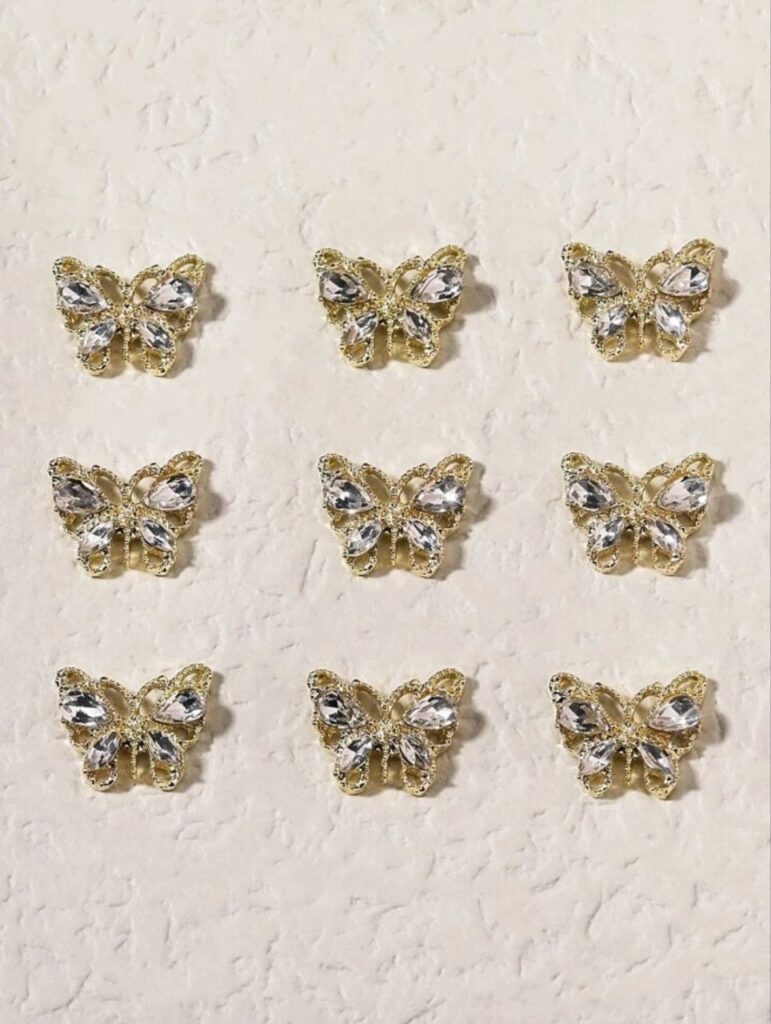 Nailfie Korean Rhinestone 3D Golden Butterfly - 1 Pair | NF-06