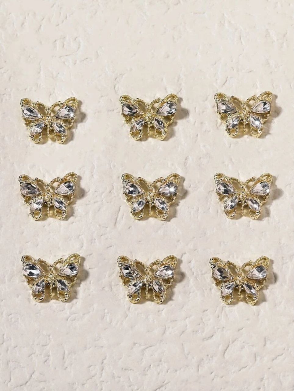 Nailfie Korean Rhinestone 3D Golden Butterfly – 1 Pair | NF-06