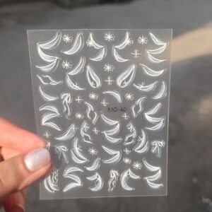 Nailfie 5D Embossed White Ribbon Nail Stickers - 1 Sheet | NF - 31