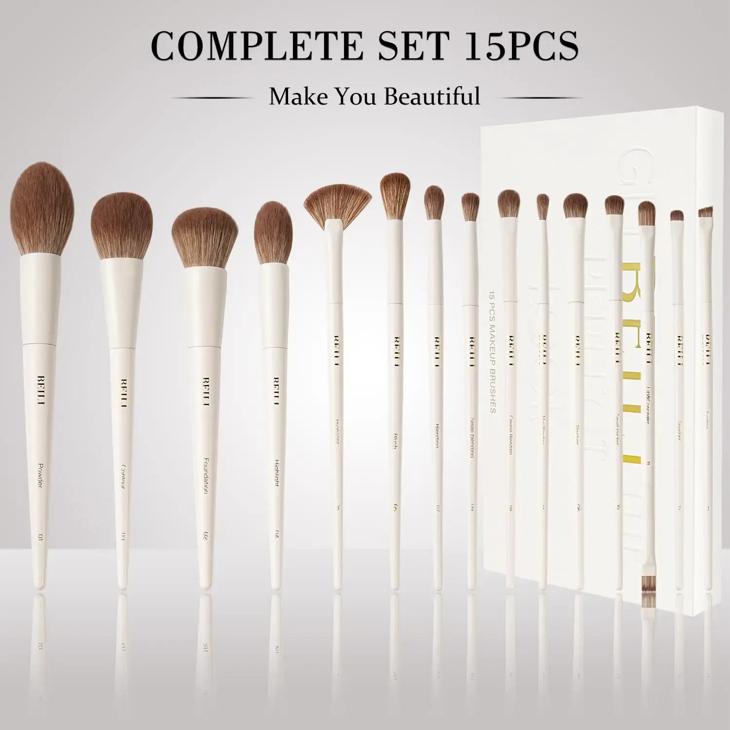 Beili Makeup Brush Set of 15pcs