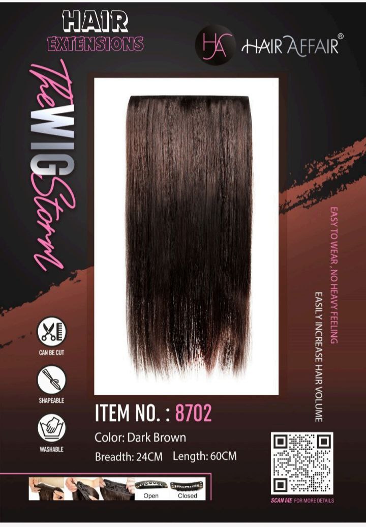 Hair Affair Straight Hair Extension Brown -8702