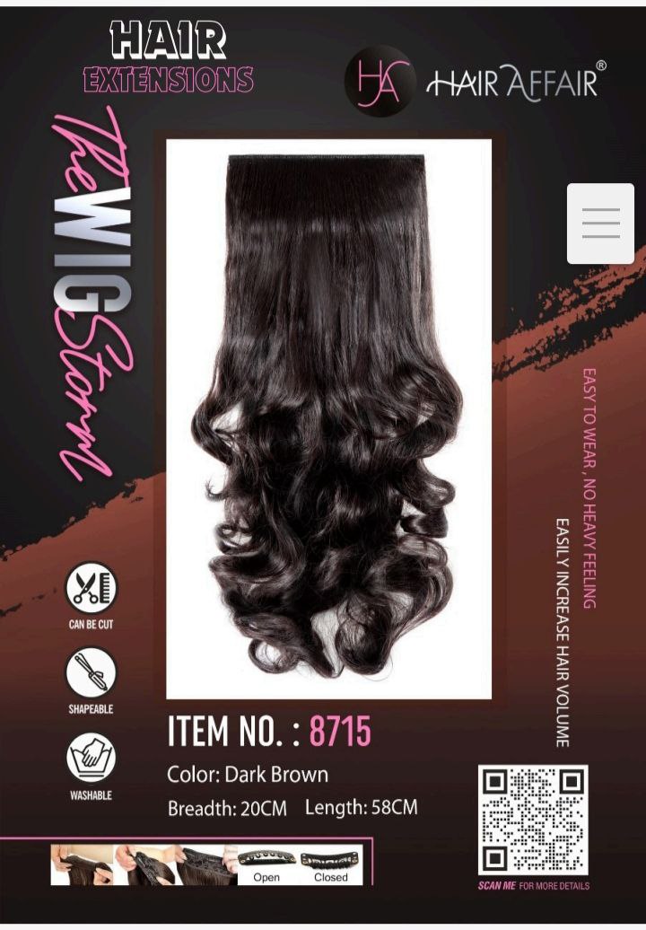 Hair Affair Curly Hair Extension Dark Brown – 8715