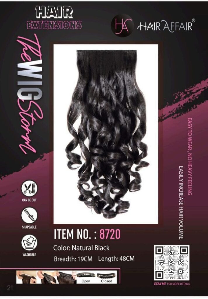 Hair Affair Curly Hair Extension Black - 8720