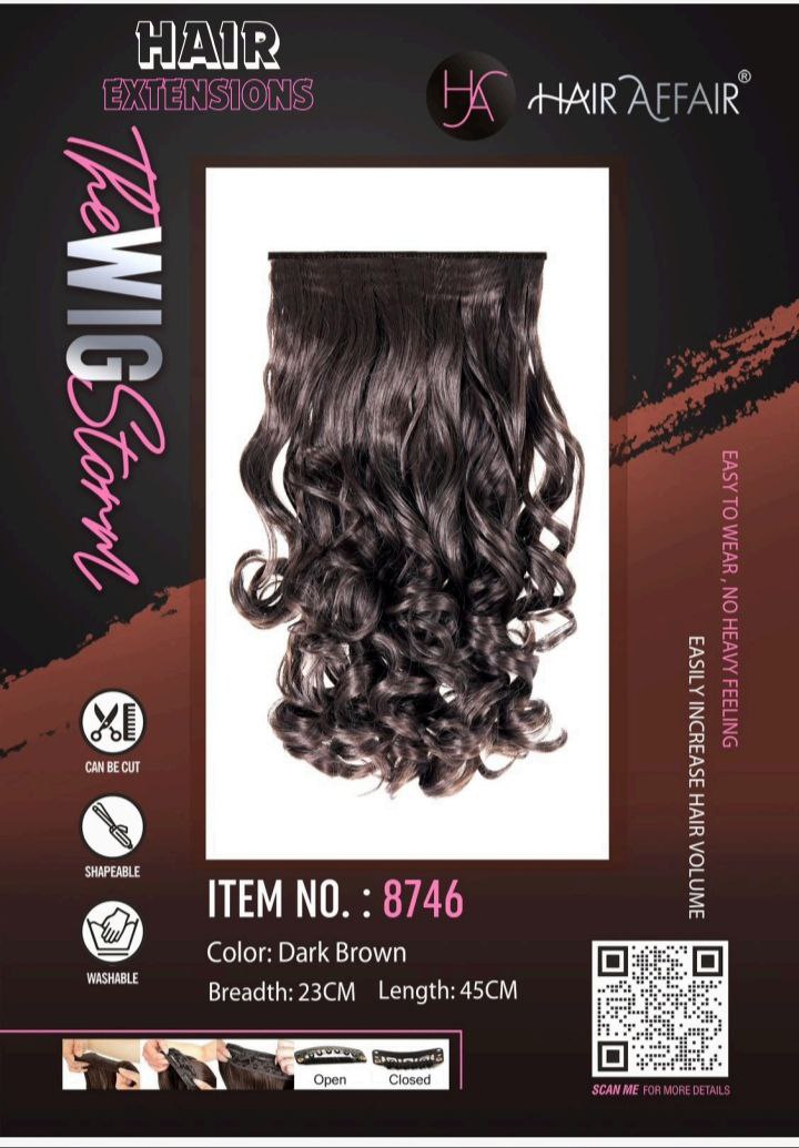 Hair Affair Dark Brown Curly Hair Extension – 8746
