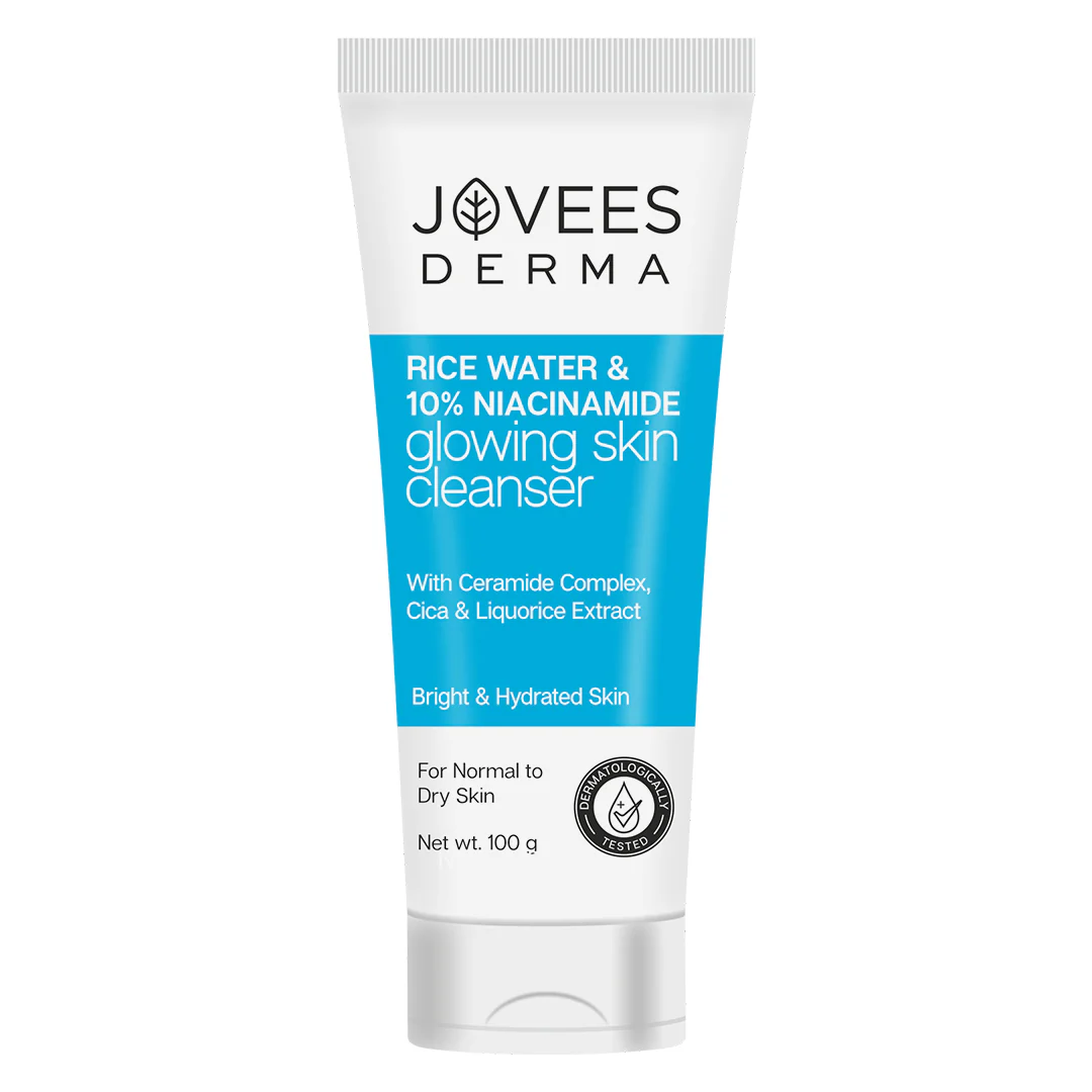 Jovees Derma Rice Water & 10% Niacinamide Cleanser for Glowing, Clear Skin