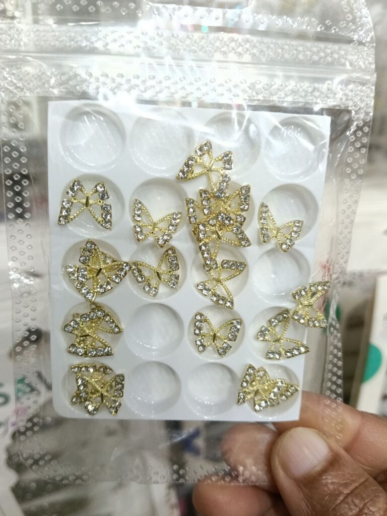 Nailfie Golden Bead Butterfly Nail Accessory