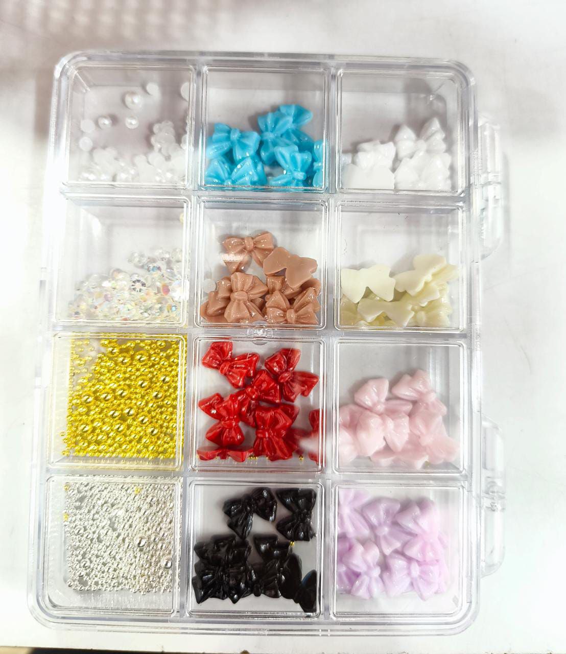 Multi Color Bow And Ball Nail Accessory