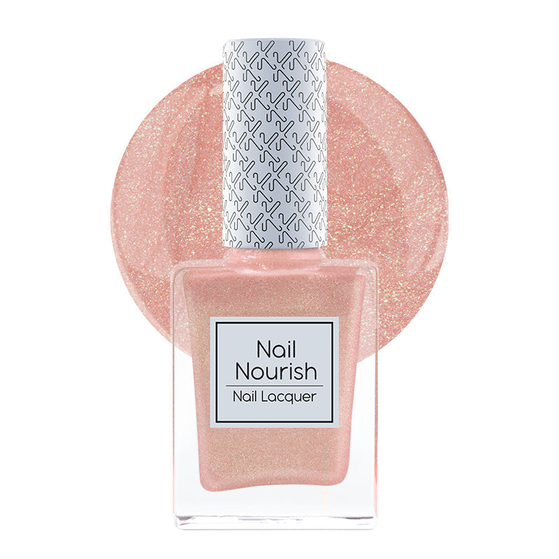 Nail Nourish Glitter Pastel Nail Enamel Polish – Rose Gold Sparkle
