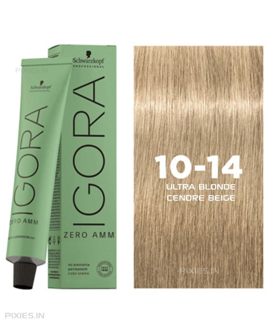 Schwarzkopf Professional Igora Zero Amm Ammonia-Free Color Cream (10-14 Ultra Blonde Cendré Beige) (60ml)