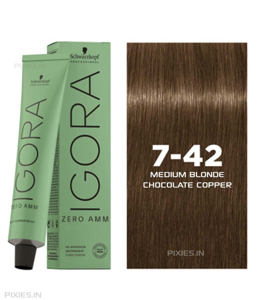 Schwarzkopf Professional Igora Zero Amm Ammonia-Free Color Cream (7-42 Medium Blonde Beige Ash) (60ml)