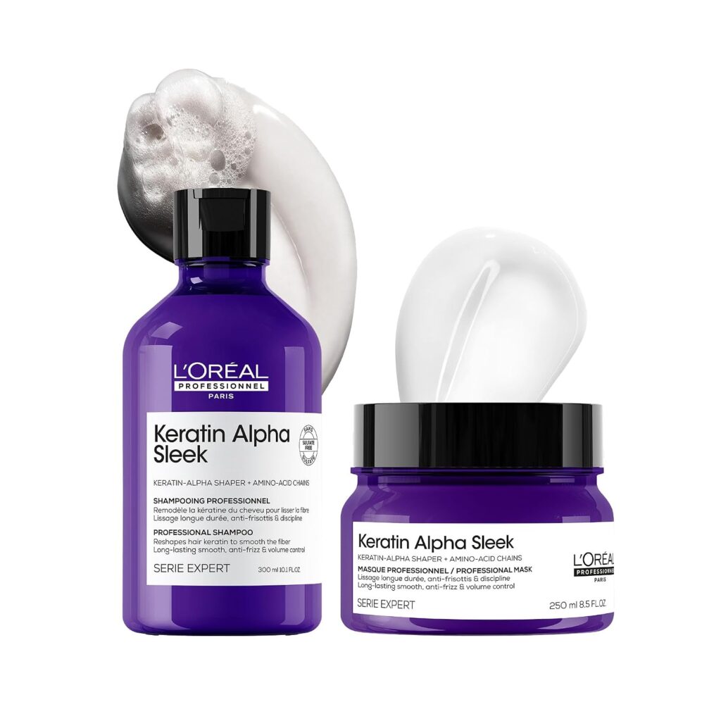 L'Oréal Professionnel L'Oreal Professionnel Keratin Alpha Sleek Shampoo (300ml) & Mask (250gm) - Combo