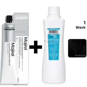 L'Oréal Professionnel Loreal Professionnel Paris Majirel Hair Color - 1 (Black) (60ml) + Oxydant Creme 20 Vol. 6% Developer (495ml)
