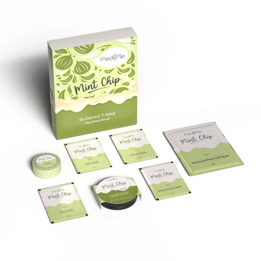 Kanpeki Pedipie Mint Chip Buttered – 7 Step Manicure/Pedicure Kit (1 Kit)