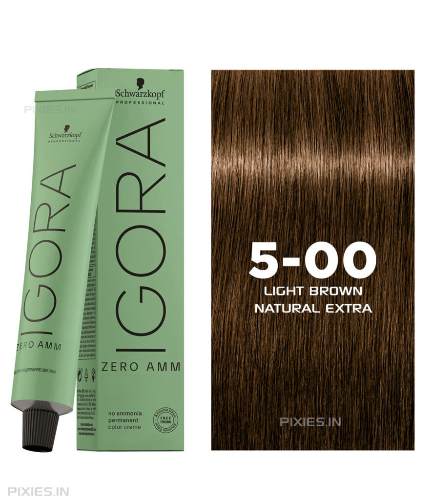 Schwarzkopf Professional Igora Zero Amm Ammonia-Free Color Cream (5-00 Light Brown Natural Extra) (60ml)