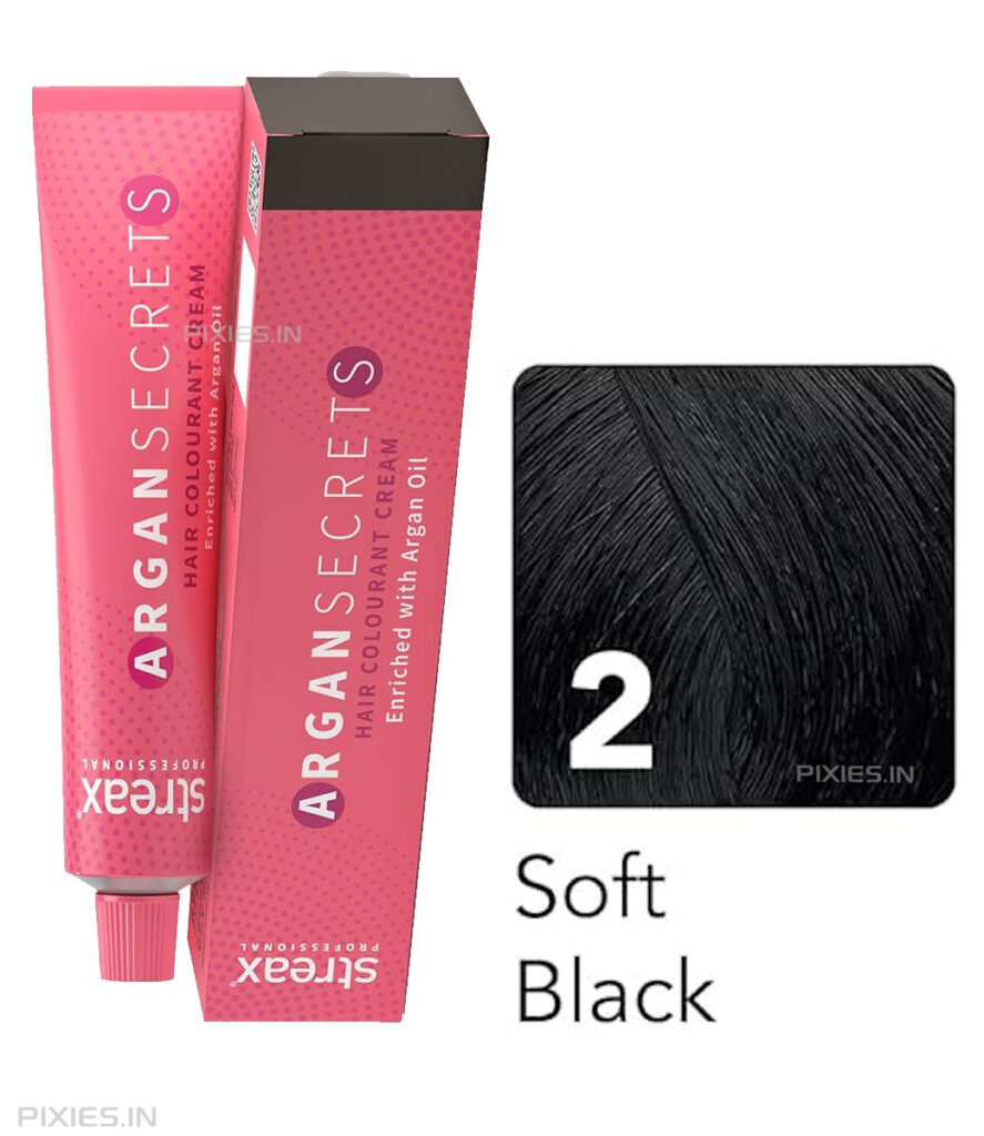 Streax Professional Argan Secrets Hair Colourant Cream - Black Brown 2 (60gm)