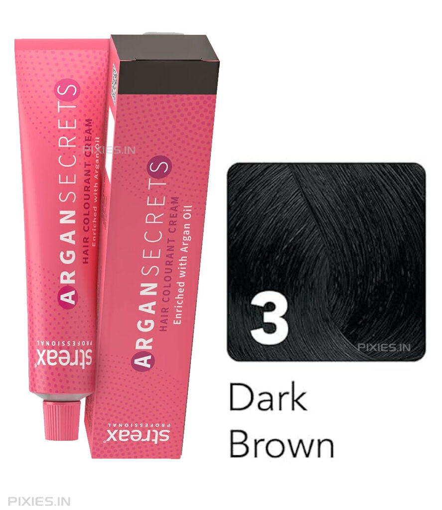 Streax Professional Argan Secrets Hair Colourant Cream - Dark Brown 3 (60gm)