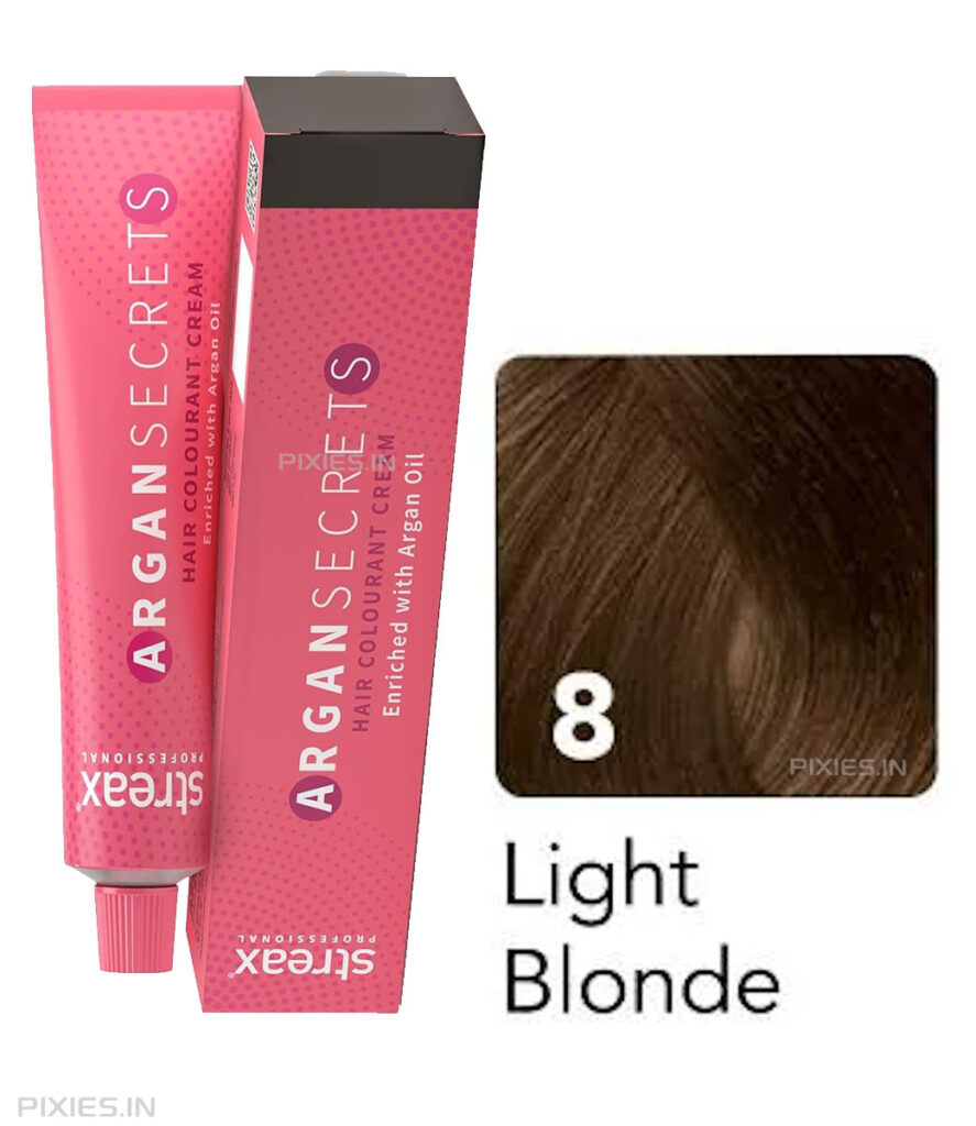 Streax Professional Argan Secrets Hair Colourant Cream - Light Blonde 8 (60gm)